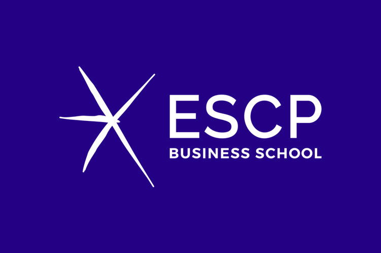 Logo ESCP Blanc sur Fond bleu